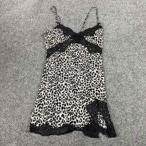 Victoria's Secret Leopard Print Slip Dress with Black Lace Trim